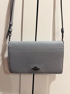 Grey, small leather Coach bag